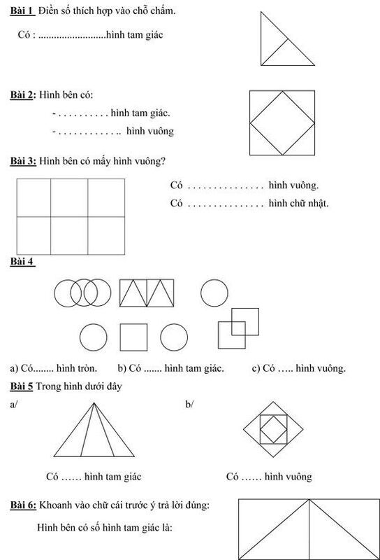bài tập đếm hình trong tam giác lớp 1